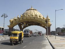 Golden entrance gate to Amritsar Punjab, India 2017. Creator: Unknown