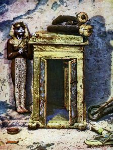 Golden shrine in the antechamber of Tutankhamun's tomb, Egypt, 1933-1934