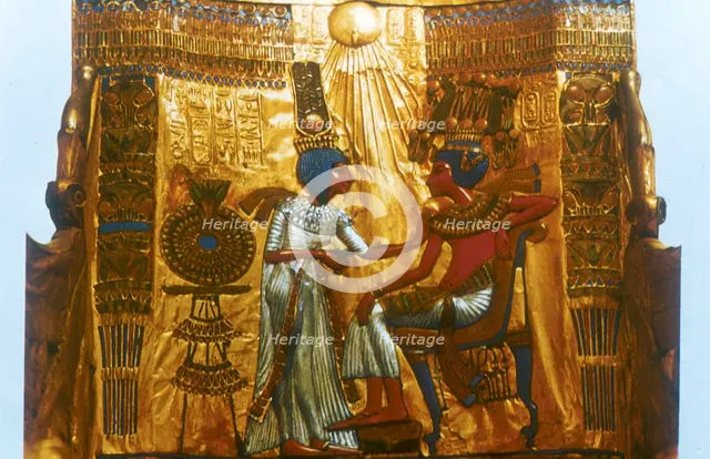 Golden throne of Tutankhamun, Ancient Egyptian, 18th dynasty, New Kingdom, 14th century BC. Artist: Unknown