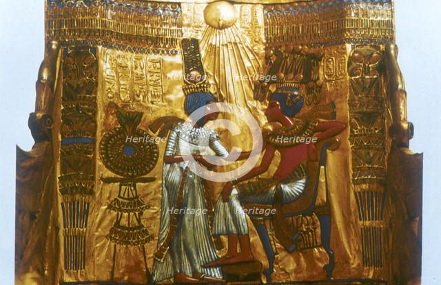 Golden throne of Tutankhamun, Ancient Egyptian, 18th dynasty, New Kingdom, 14th century BC. Artist: Unknown