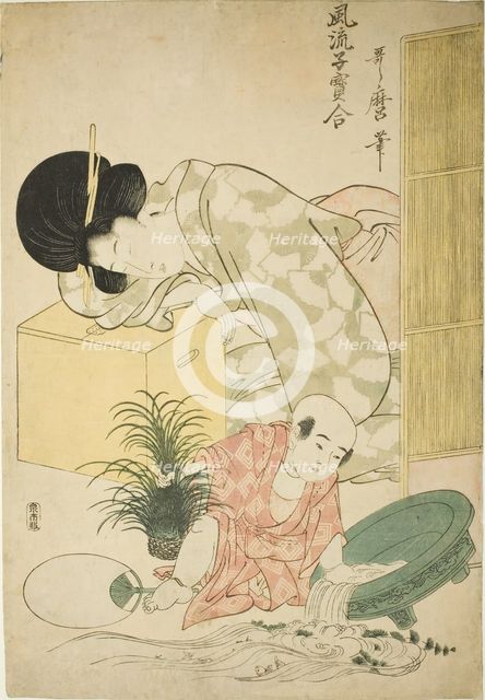 Goldfish, from the series "Elegant Comparison of Little Treasures (Furyu kodakara..., Japan, c. 1802 Creator: Kitagawa Utamaro.