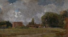 Golding Constable's House, East Bergholt: the Artist's birthplace;Landscape with Village and Trees, Creator: John Constable