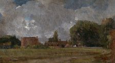 Golding Constable's House, East Bergholt: the Artist's birthplace;Landscape with Village and Trees, Creator: John Constable