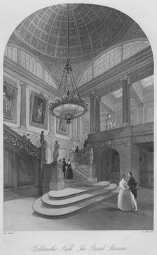 Goldsmith's Hall. The Grand Staircase c1841. Artist: Henry Melville