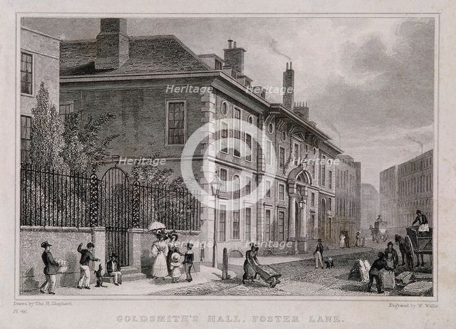 Goldsmiths' Hall, London, c1827. Artist: W Wallis
