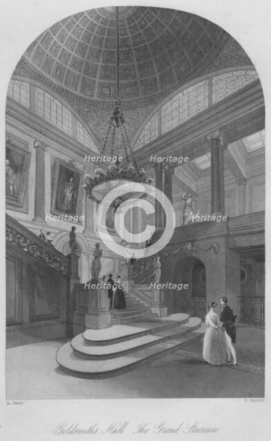 'Goldsmith's Hall. The Grand Staircase', c1841. Artist: Henry Melville.