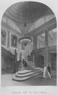 Goldsmith's Hall. The Grand Staircase c1841. Artist: Henry Melville