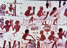 Goldsmiths presenting his works, fresco from the Tomb of Nebamun and Ipouky