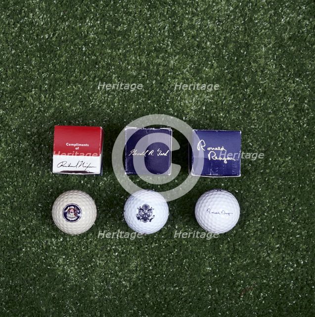 Golf balls bearing signatures of US Presidents, c1969-c1988. Creator: Unknown.