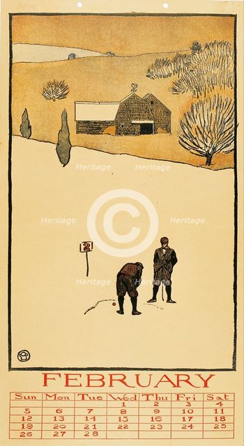 Golf Calendar. February. Artist: Penfield, Edward (1866-1925)