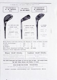 Golf Clubs from a catalogue. Creator: Unknown