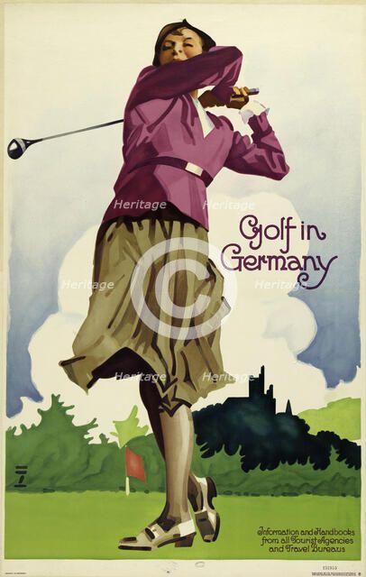 Golf in Germany, c. 1930. Creator: Hohlwein, Ludwig (1874-1949).