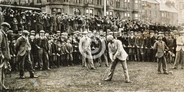 Golfer about to tee off at a tournament, 1902. Creator: Unknown.