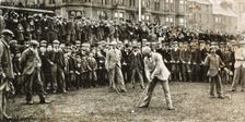 Golfer about to tee off at a tournament, 1902. Creator: Unknown