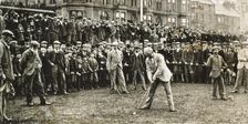 Golfer about to tee off at a tournament, 1902