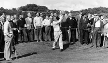 Golfer hitting a drive, 1958-1961. Artist: Laurence Goldman