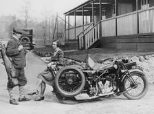 Golfers with a 1939 AJS and sidecar, (c1939?)