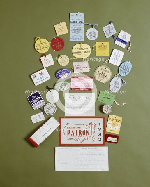 Golfing tickets and badges. Creator: Unknown.