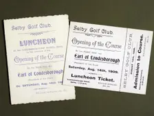 Golfing tickets documenting the opening of Selby Golf Course, 1909. Creator: Unknown