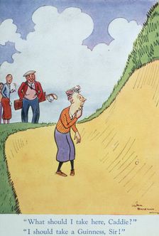 Golfing cartoon advertising Guinness, c1920s. Creator: Unknown