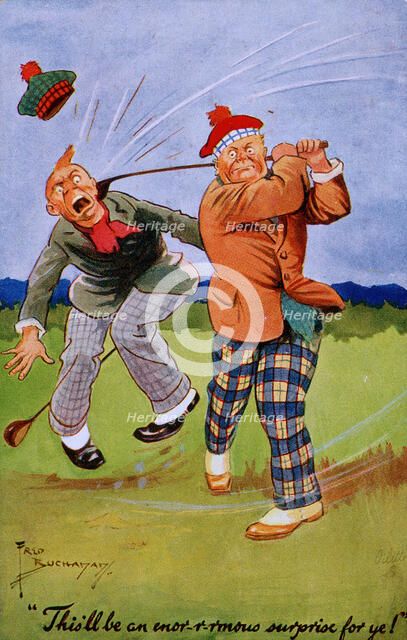 Golfing cartoon, c1920s. Artist: Unknown
