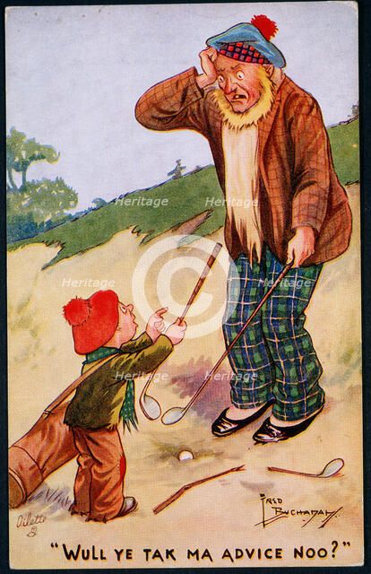 Golfing cartoon, c1920s. Artist: Unknown