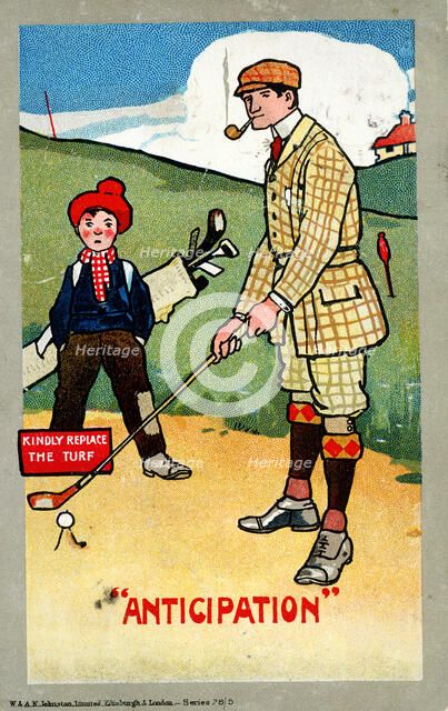 Golfing cartoon, c1920s. Artist: Unknown