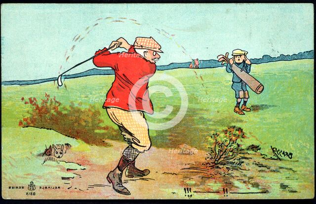 Golfing cartoon, c1920s. Artist: Unknown