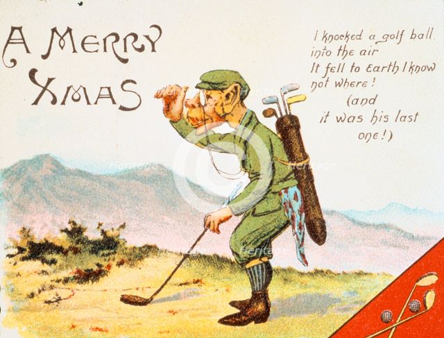 Golfing Christmas card, British, 1910. Creator: Unknown.
