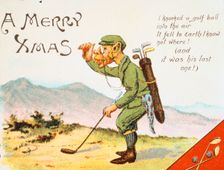 Golfing Christmas card, British, 1910. Creator: Unknown