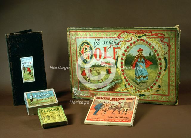 Golfing ephemera including 'The Popular Game of Golf', 1896. Creator: Parker Brothers.