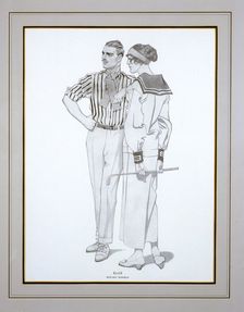 Golfing fashion illustration, early 20th century
