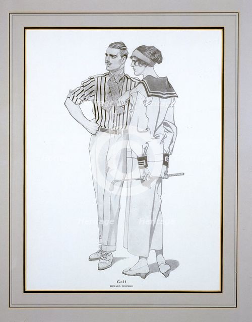 Golfing fashion illustration, early 20th century. Artist: Unknown