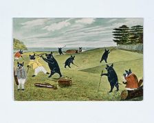 Golfing illustration, dogs on the golf course, c1930s