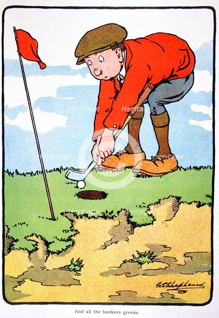 Golfing postcard, c1920s. . Creator: George Shepheard.