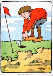 Golfing postcard, c1920s. . Creator: George Shepheard
