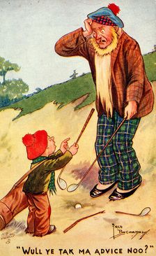 Golfing postcard, c1920s