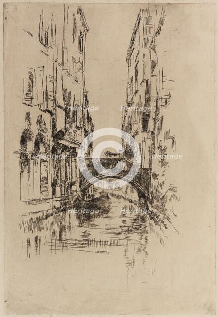 Gondola under a Bridge, 1879-1880. Creator: James Abbott McNeill Whistler.