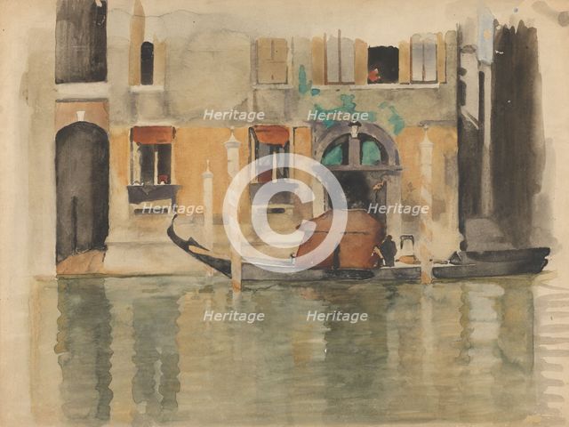 Gondola in front of a Venetian house, 1870-1923. Creator: Willem Witsen.