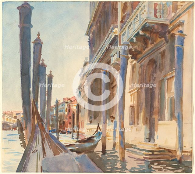Gondola Moorings on the Grand Canal, 1904/1907. Creator: John Singer Sargent.