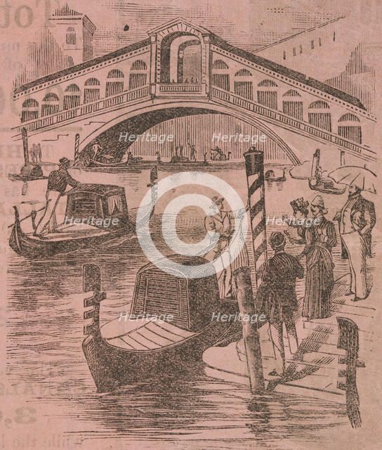 Gondolas and the Rialto Bridge, c1891. Creator: Unknown.