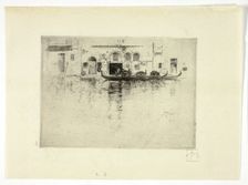 Gondolas and Venetian Palace, c. 1880. Creator: Robert Frederick Blum