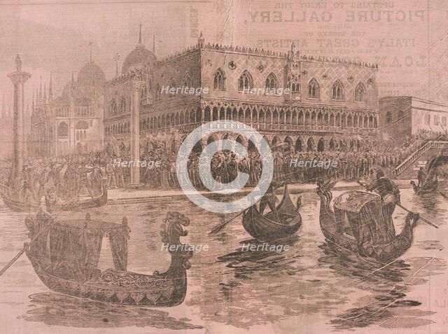 Gondolas in front of the Doge's Palace, c1891. Creator: Unknown.