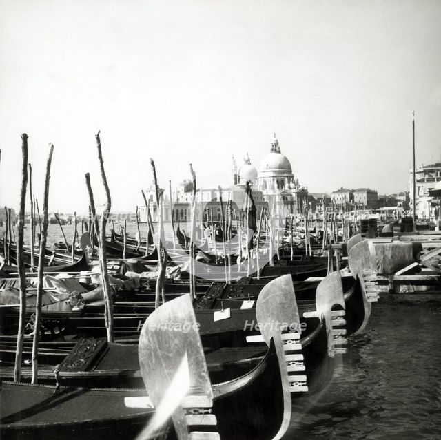 Gondolas moored by the Doge's Palace, Venice, Italy, c1955.  Creator: Arthur Charles Kirby Ware.