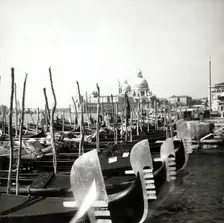 Gondolas moored by the Doge's Palace, Venice, Italy, c1955. Creator: Arthur Charles Kirby Ware