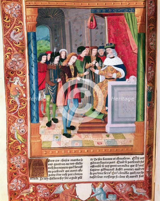 Gontran, king of Burgundy (561-592), appoints as his successor to the throne Childebert II, his n…