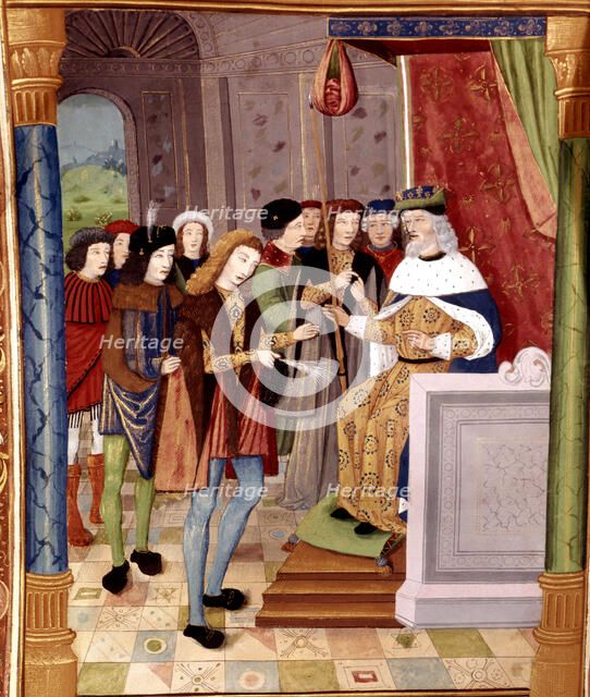 Gontran, king of Burgundy (561-592), appoints as his successor to the throne Childebert II, his n…