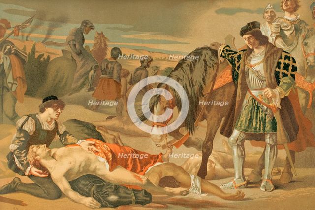 Gonzalo Fernández de Córdoba "The Great Captain" before the corpse..., (1890).  Creator: Unknown.