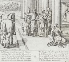 Gonzalo Gustos Comes to Ruy Velazquez Promising Satisfaction for His Son's Deeds, 1612. Creator: Antonio Tempesta