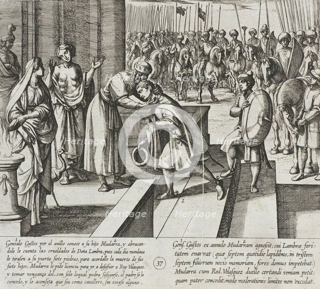 Gonzalo Gustos Recognizes His Son by Means of the Ring..., 1612. Creator: Antonio Tempesta.